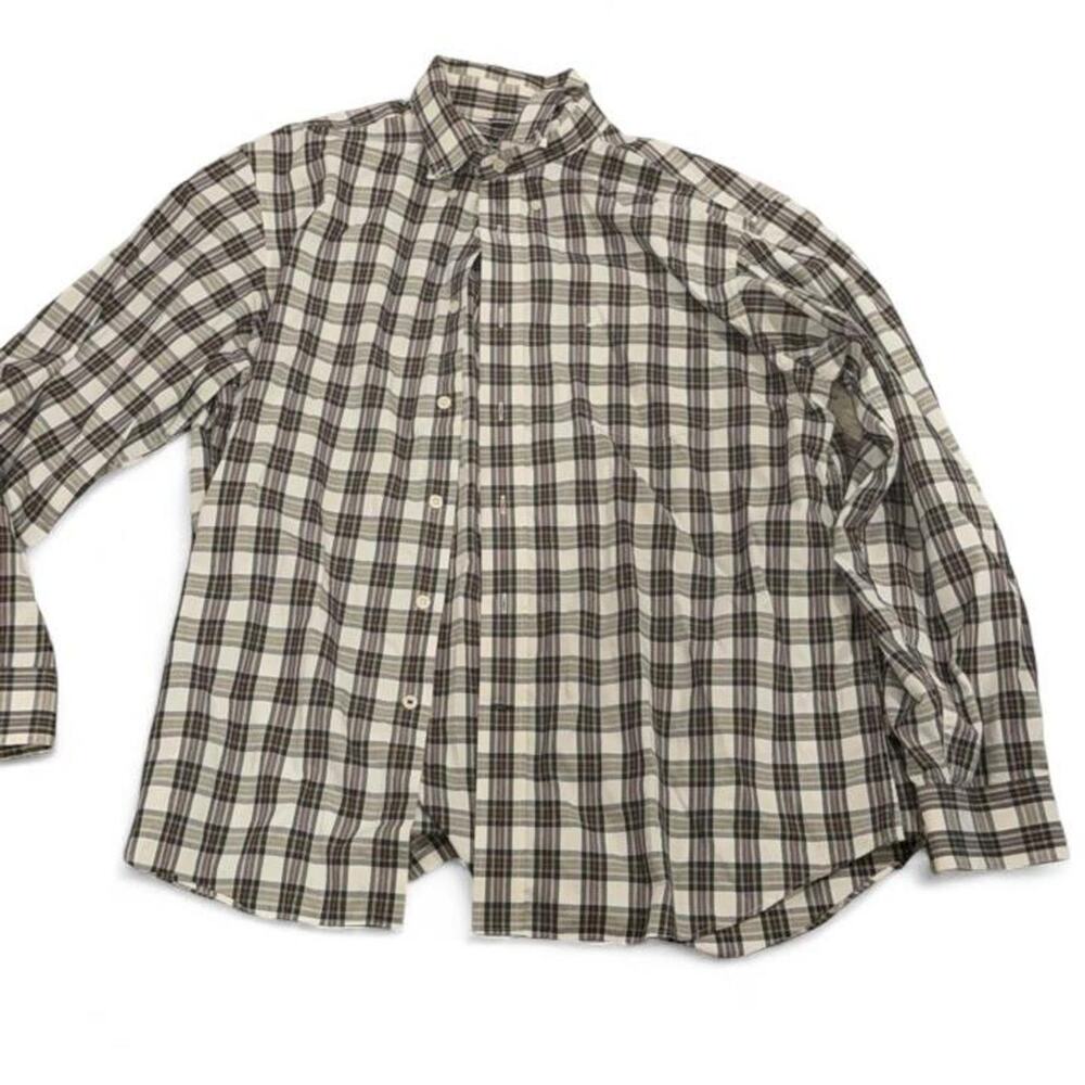 Nautica white and brown plaid button-up shirt in XL